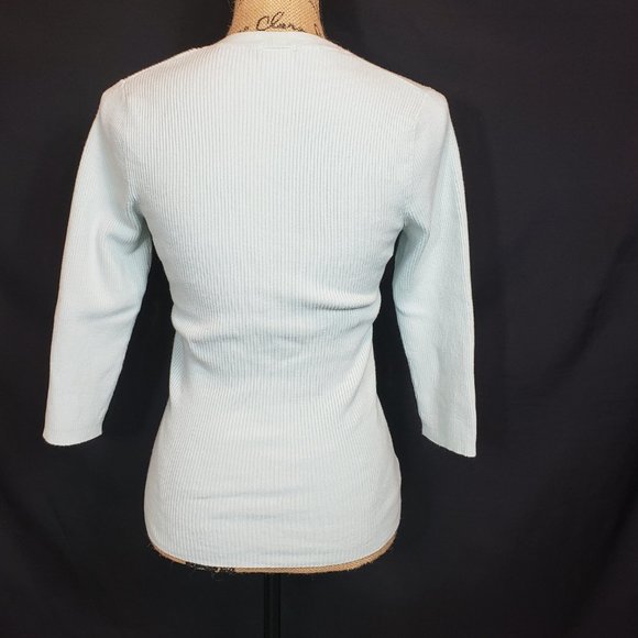Old Navy Ribbed Knit Mint Green Sweater 3/4 length Sleeves - Picture 7 of 7